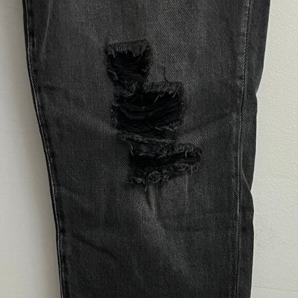 Kancan 90’s Boyfriend Jeans Women’s Sz 11/29 Black Distressed Baggy Button Fly - Picture 4 of 13